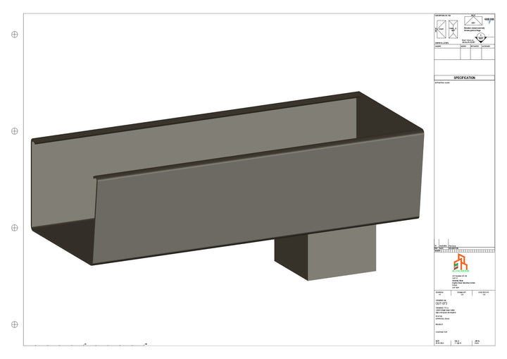 Aluminium Radius Gutter - Type 5 - End Spout - 76 Sq