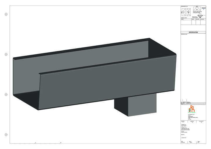 Aluminium Radius Gutter - Type 5 - End Spout - 63 Sq