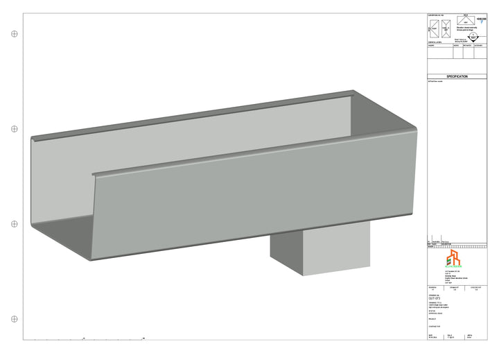 Aluminium Radius Gutter - Type 5 - End Spout - 63 Sq