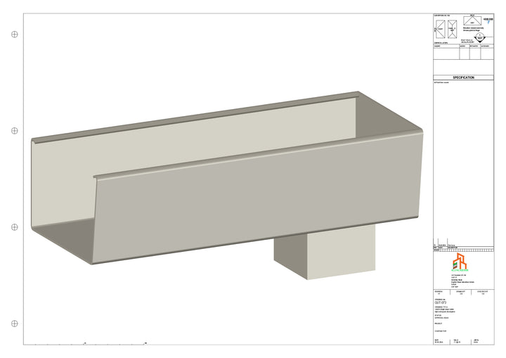 Aluminium Radius Gutter - Type 5 - End Spout - 63 Sq