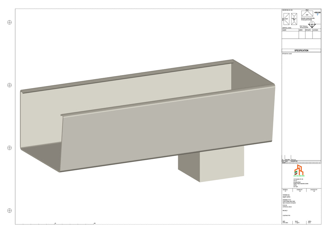 Aluminium Radius Gutter - Type 5 - End Spout - 100 Sq