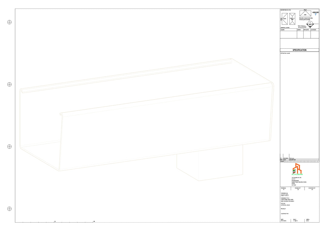 Aluminium Radius Gutter - Type 5 - End Spout - 100 Sq