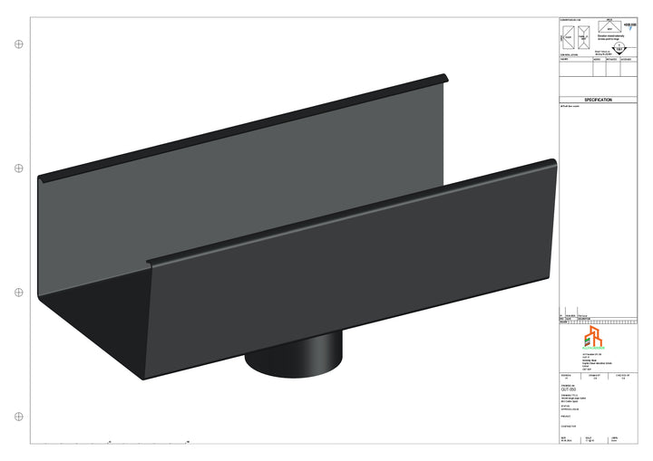Aluminium Single Slope Gutter - Type 6 - Centre Spout - 63 Dia
