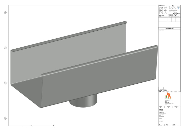 Aluminium Single Slope Gutter - Type 6 - Centre Spout - 63 Dia