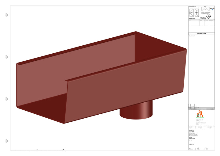 Aluminium Radius Gutter - Type 6 - End Spout - 76 Dia