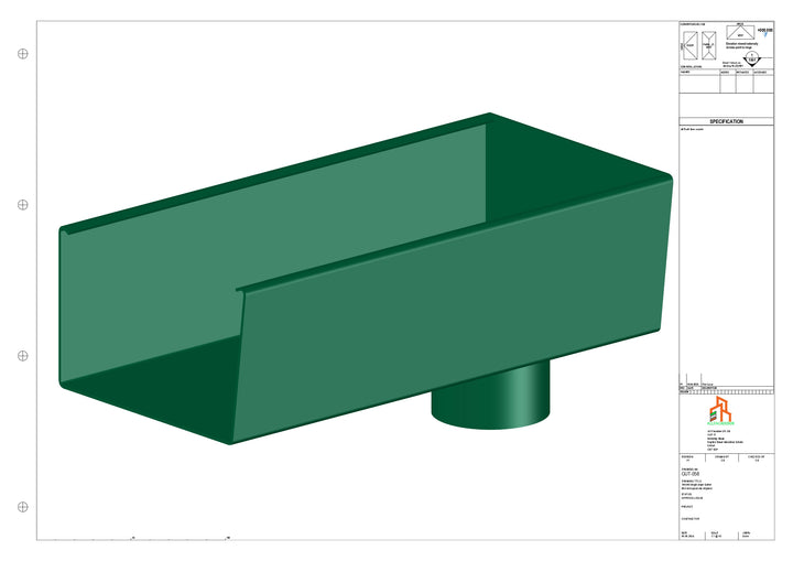 Aluminium Radius Gutter - Type 6 - End Spout - 76 Dia