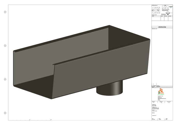 Aluminium Radius Gutter - Type 6 - End Spout - 76 Dia