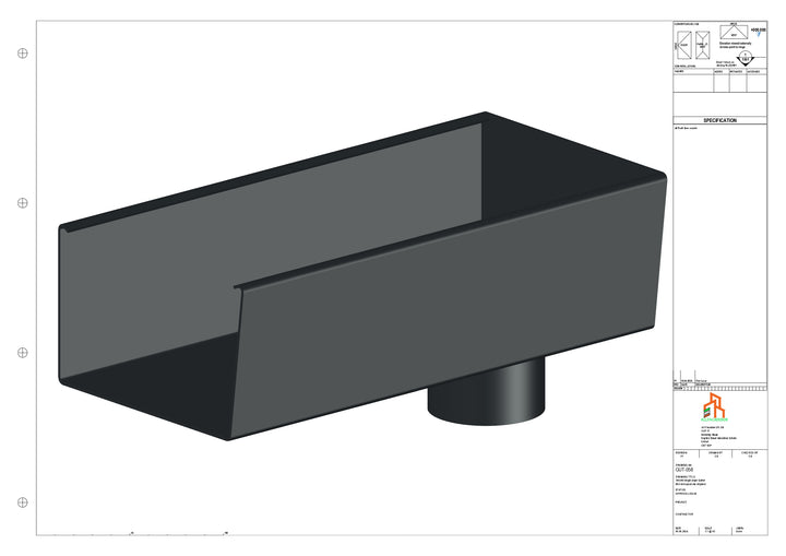 Aluminium Radius Gutter - Type 6 - End Spout - 100 Dia