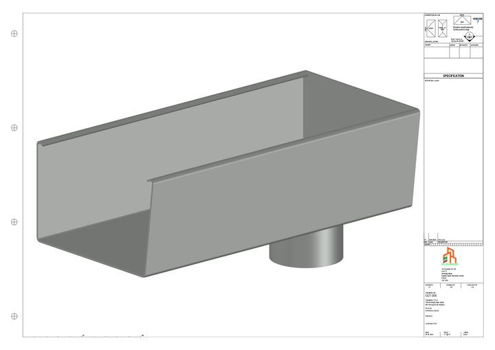 Aluminium Radius Gutter - Type 6 - End Spout - 100 Dia