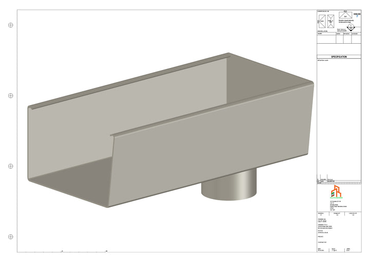 Aluminium Radius Gutter - Type 6 - End Spout - 76 Dia