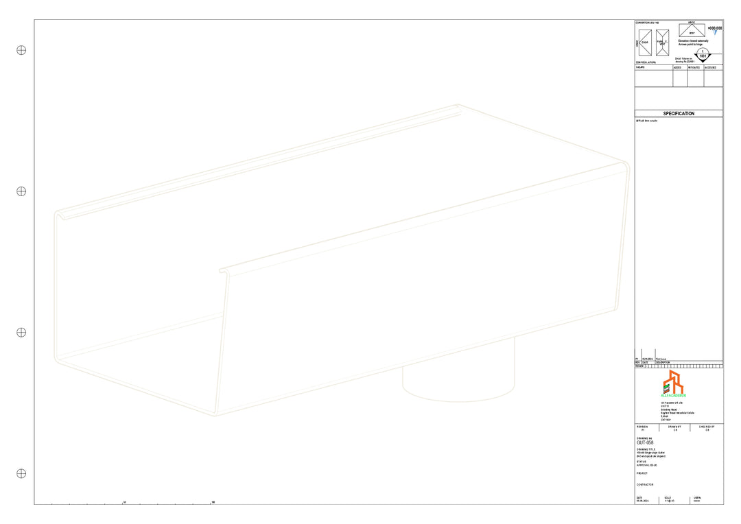 Aluminium Radius Gutter - Type 6 - End Spout - 100 Dia