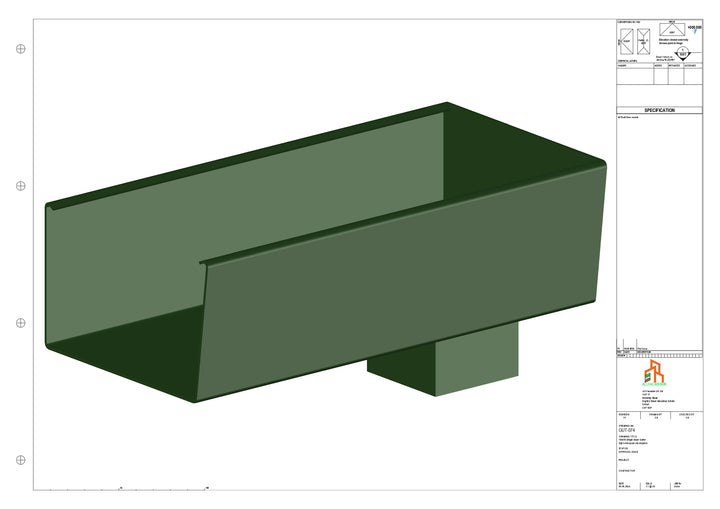 Aluminium Radius Gutter - Type 6 - End Spout - 100 Sq