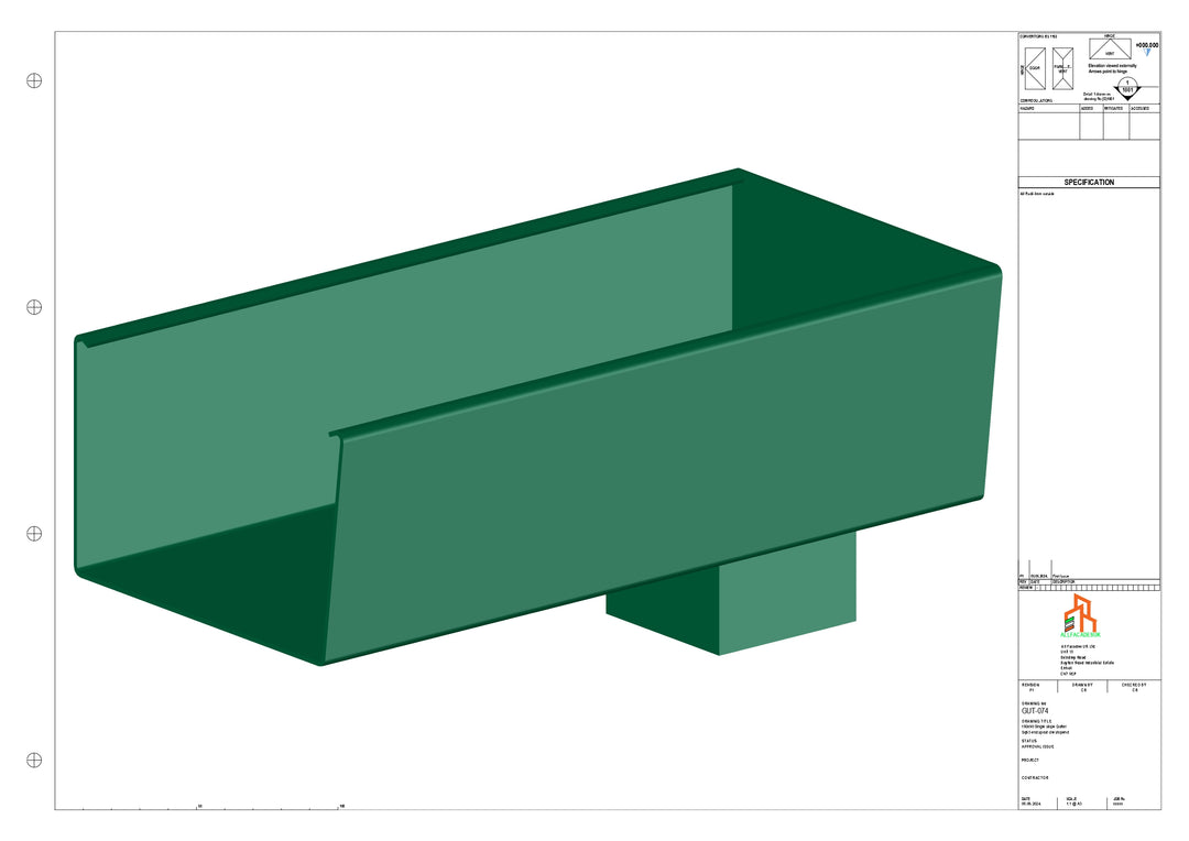 Aluminium Radius Gutter - Type 6 - End Spout - 76 Sq