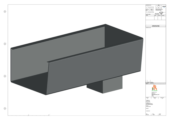 Aluminium Radius Gutter - Type 6 - End Spout - 63 Sq