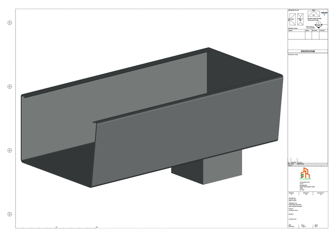 Aluminium Radius Gutter - Type 6 - End Spout - 100 Sq