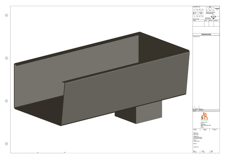 Aluminium Radius Gutter - Type 6 - End Spout - 76 Sq