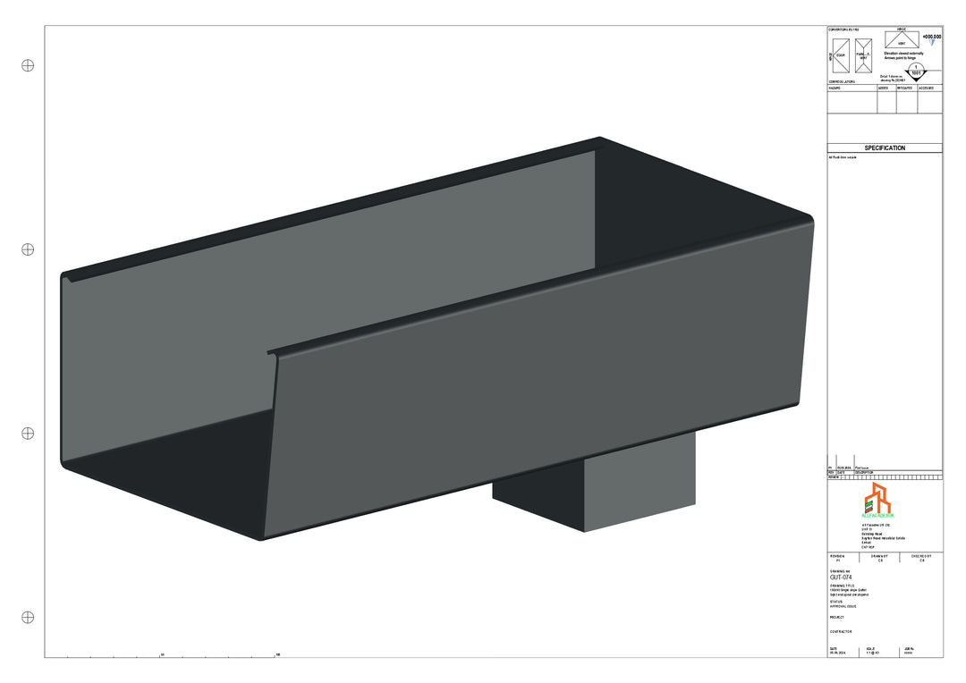 Aluminium Radius Gutter - Type 6 - End Spout - 63 Sq