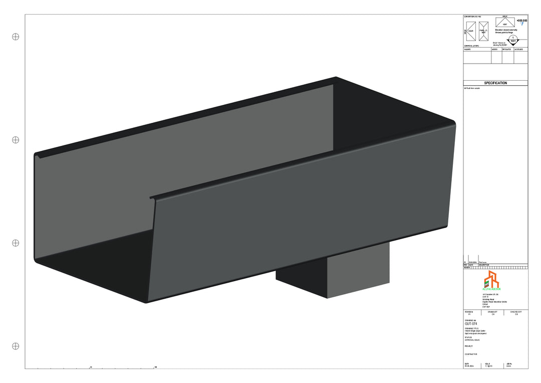 Aluminium Radius Gutter - Type 6 - End Spout - 76 Sq
