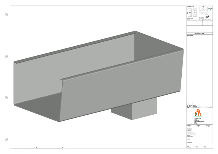 Aluminium Radius Gutter - Type 6 - End Spout - 100 Sq