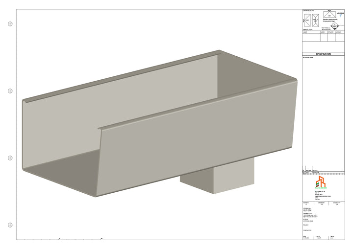 Aluminium Radius Gutter - Type 6 - End Spout - 76 Sq