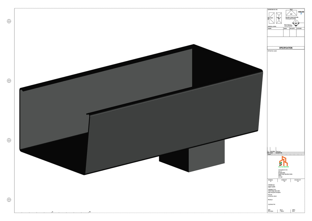 Aluminium Radius Gutter - Type 6 - End Spout - 100 Sq
