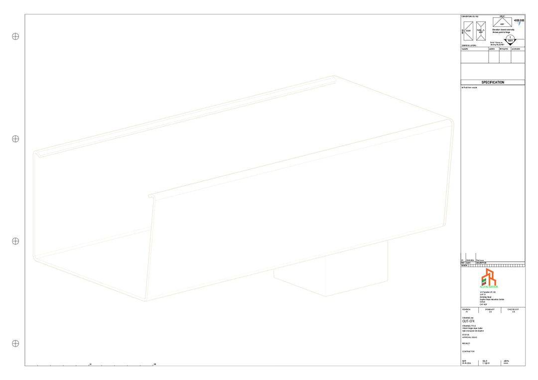 Aluminium Radius Gutter - Type 6 - End Spout - 76 Sq