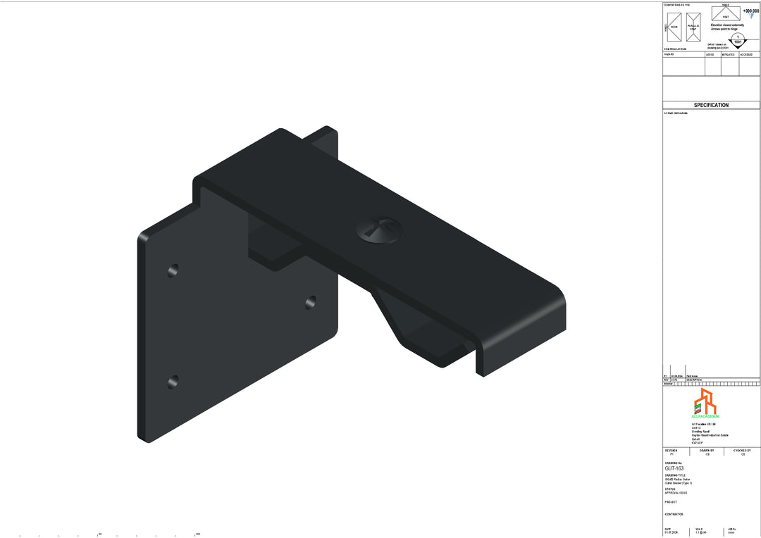 Aluminium Radius Secret Fix Bracket - Type 3