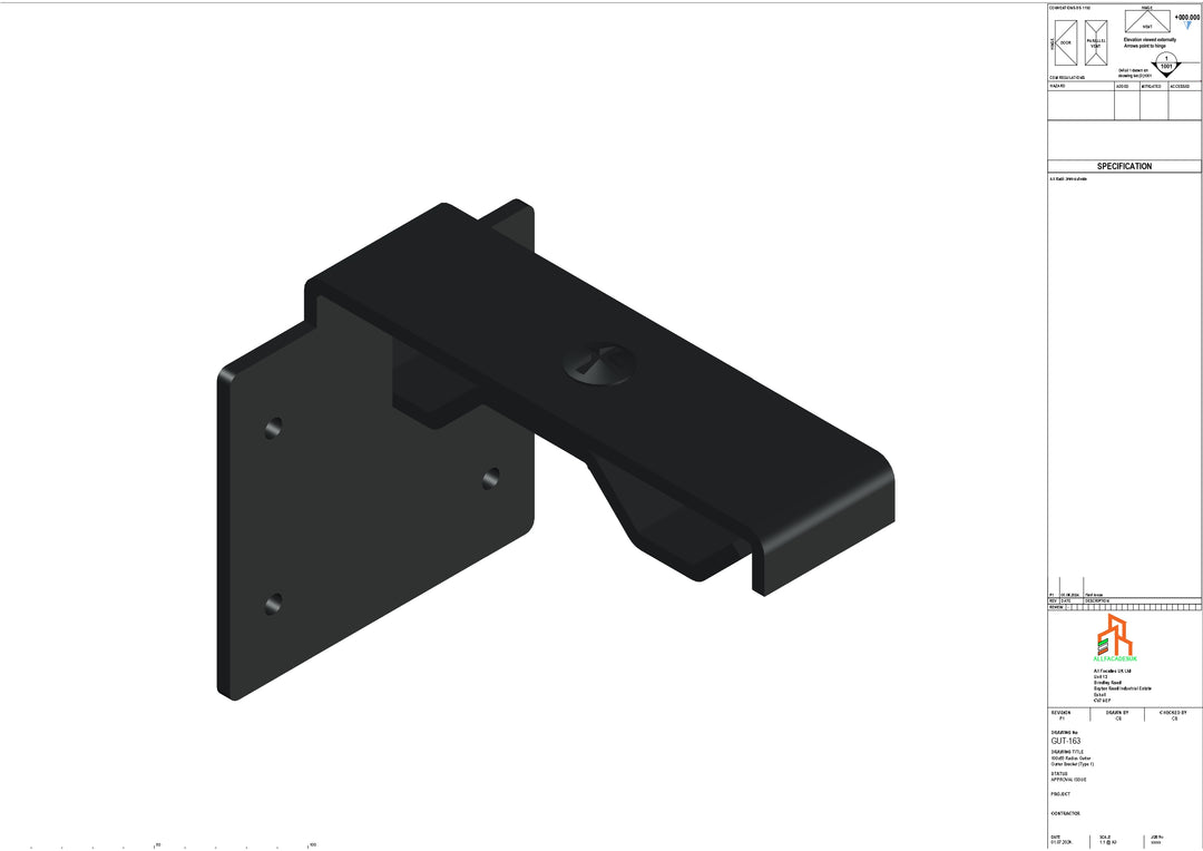 Aluminium Radius Secret Fix Bracket - Type 3