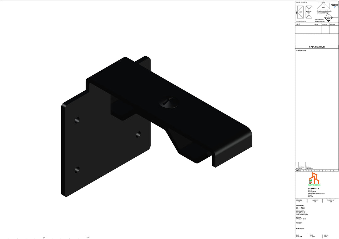 Aluminium Radius Secret Fix Bracket - Type 3