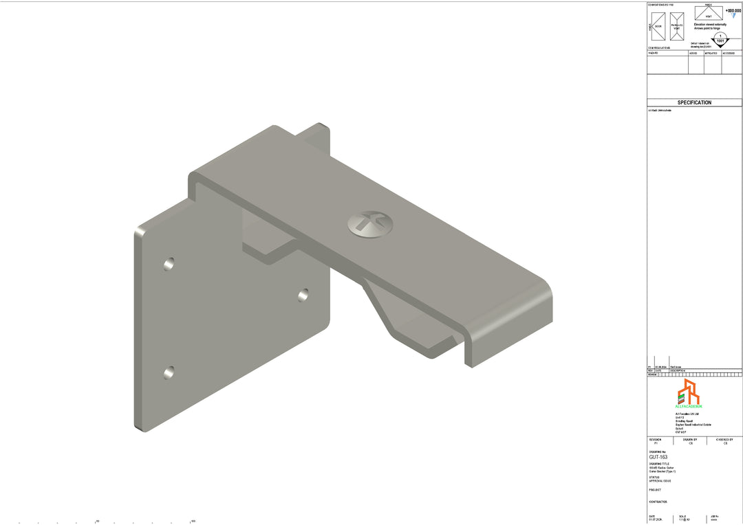 Aluminium Radius Secret Fix Bracket - Type 3