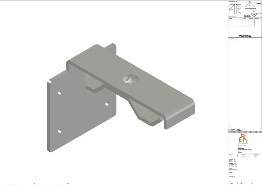 Aluminium Radius Secret Fix Bracket - Type 1