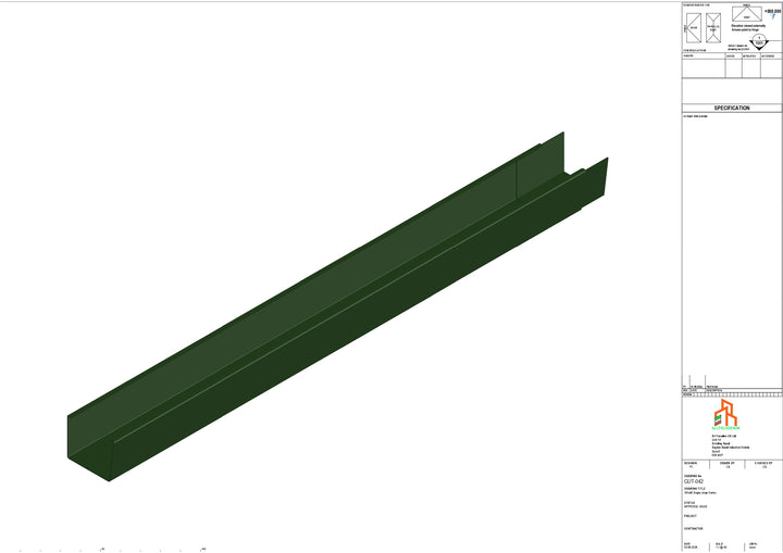 Aluminium Single Slope Gutter - Type 4 - 3M Length