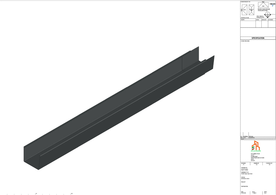 Aluminium Single Slope Gutter - Type 4 - 3M Length