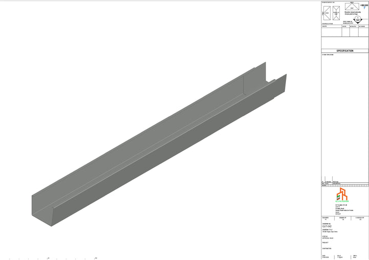 Aluminium Single Slope Gutter - Type 4 - 3M Length