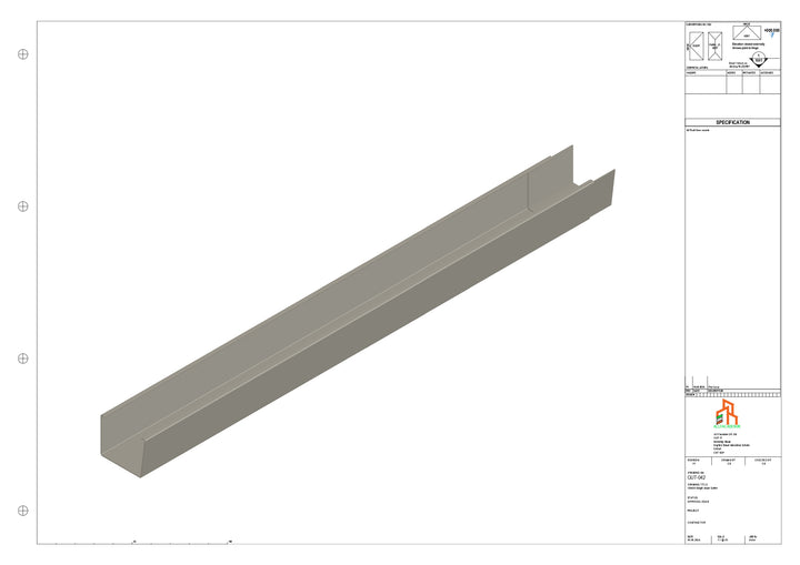 Aluminium Single Slope Gutter - Type 4 - 3M Length