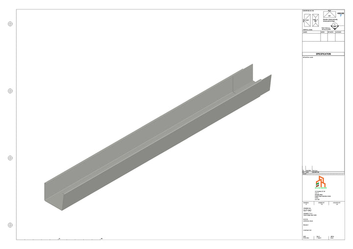 Aluminium Single Slope Gutter - Type 4 - 3M Length
