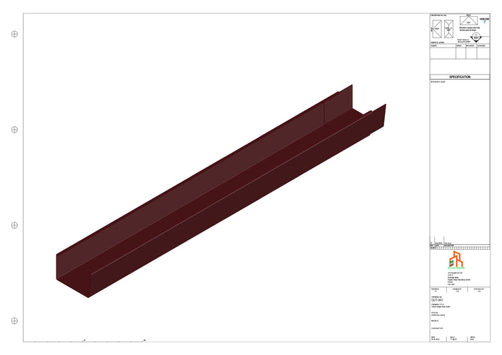 Aluminium Single Slope Gutter - Type 5 - 3M Length