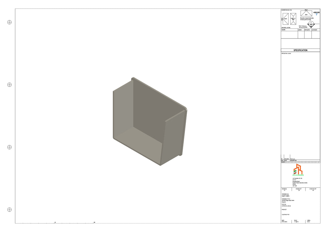 Aluminium Single Slope Gutter - Type 4 - Stopends